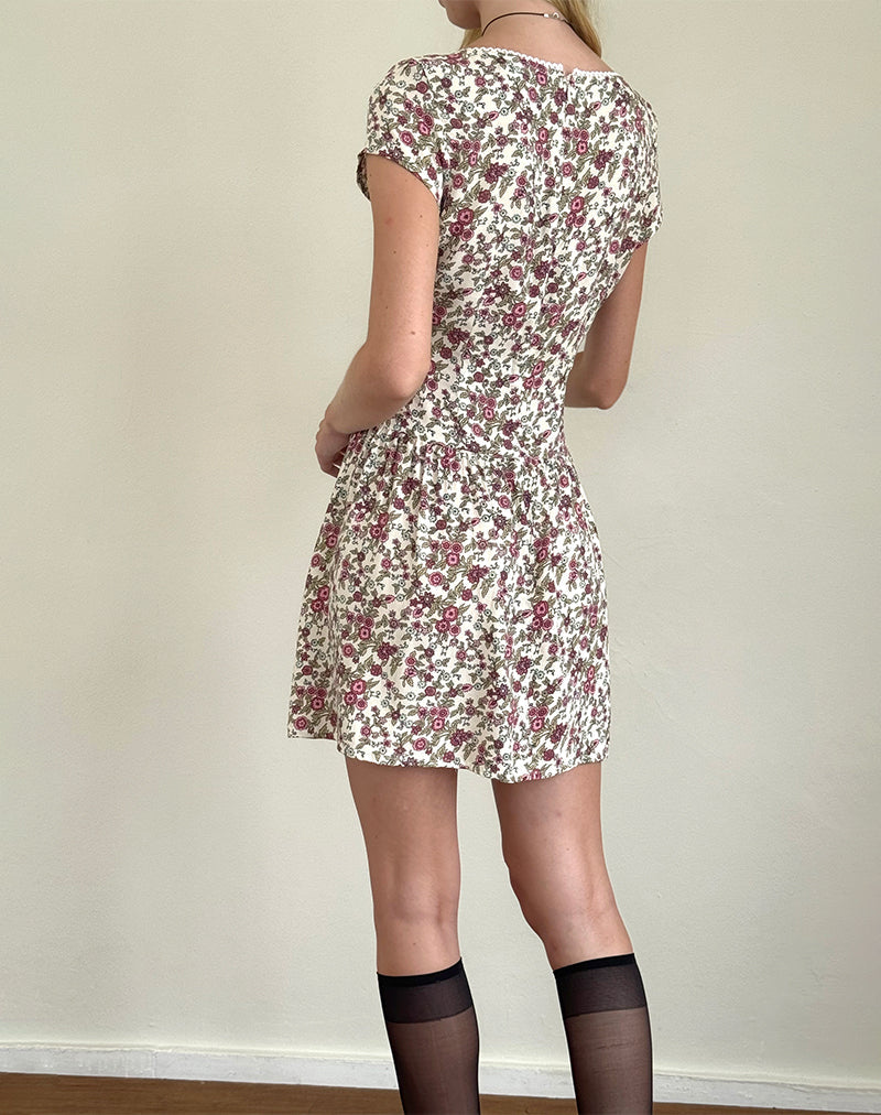 Image of Tipani Mini Dress in Vintage Bloom Ivory