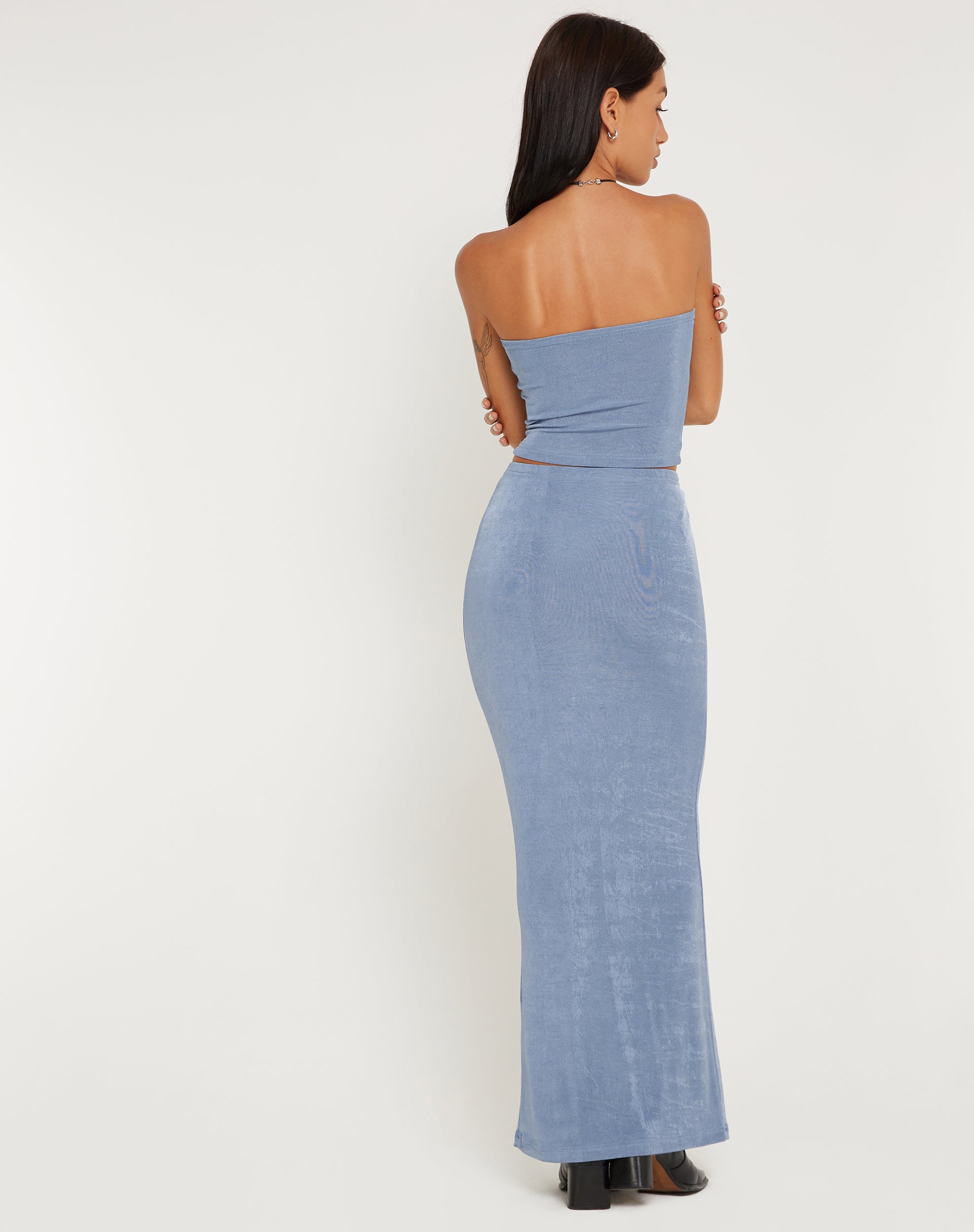 Image de New Tulus Low Rise Maxi Skirt in Slate Blue