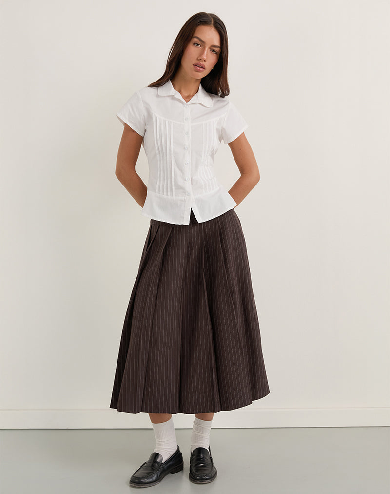 Image de la jupe Tisrah en pinstripe brun foncé