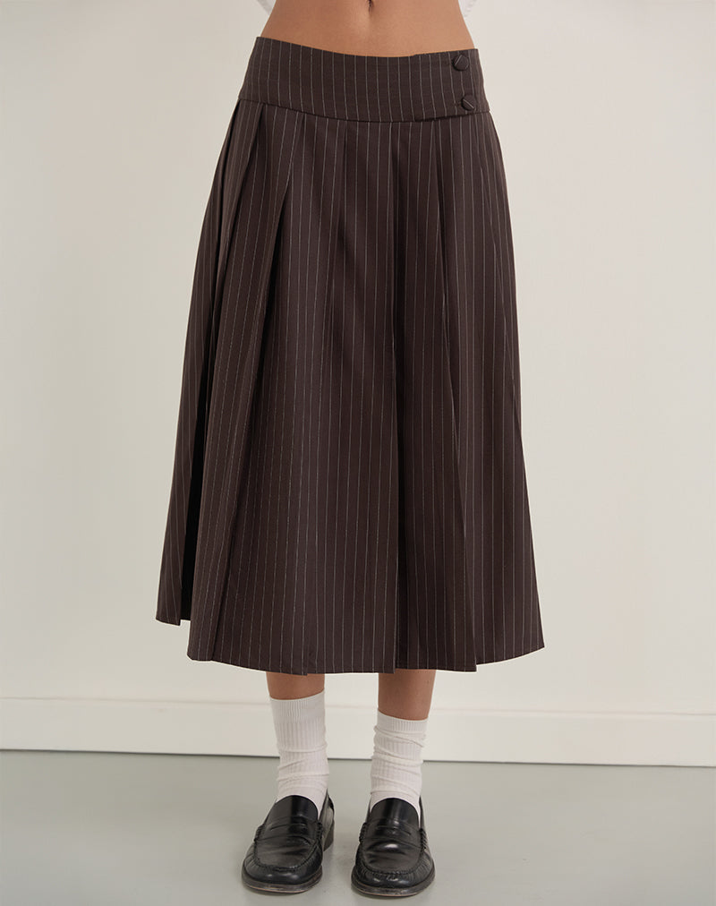 Image de la jupe Tisrah en pinstripe brun foncé
