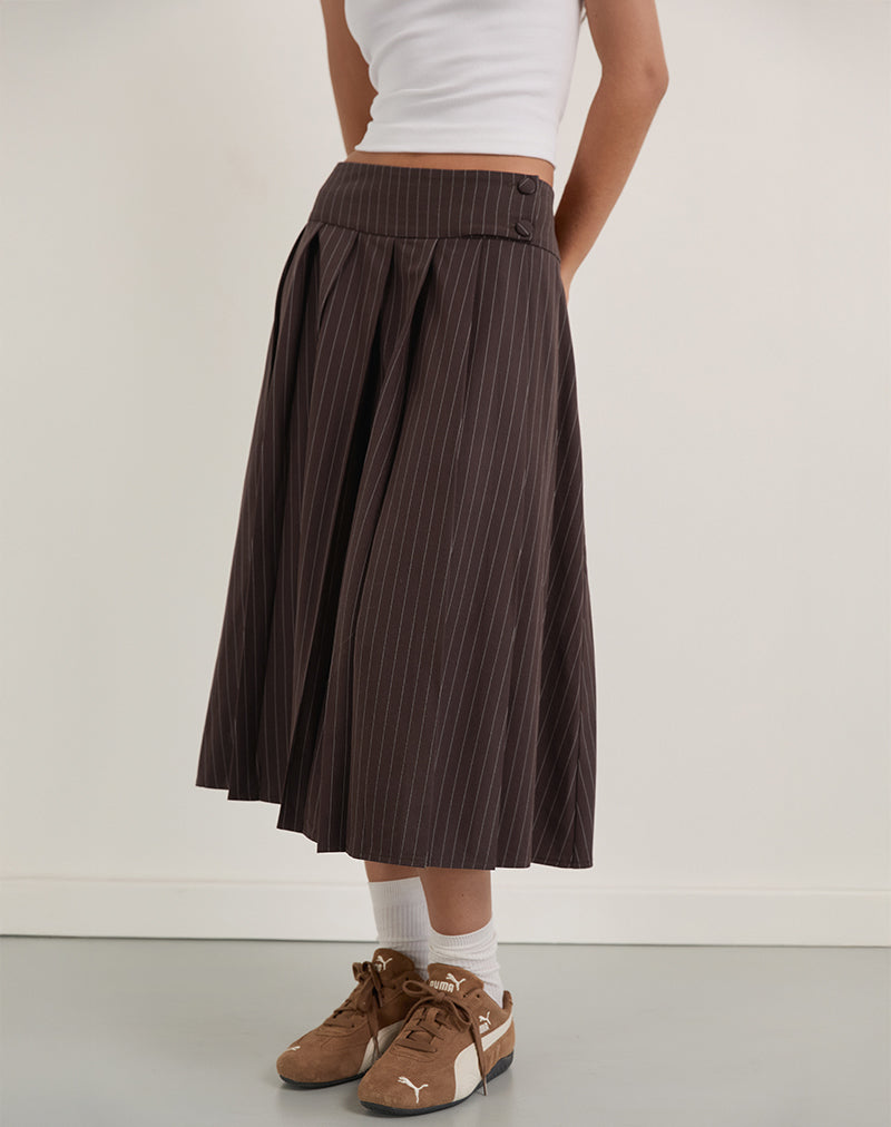 Image de la jupe Tisrah en pinstripe brun foncé