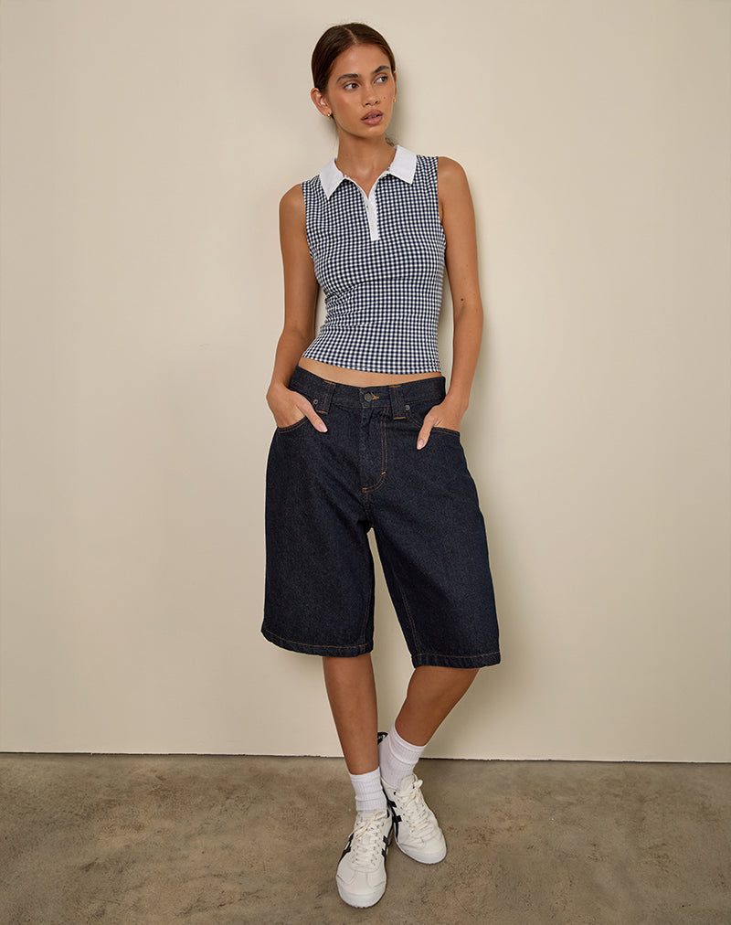 Image de Tisuka Polo Top in Seersucker Gingham Navy