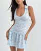 Image de la Mini robe à col Titania en dentelle Zinnia Bleu