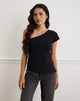 Image de Tokiwa T-shirt à épaules asymétriques en noir