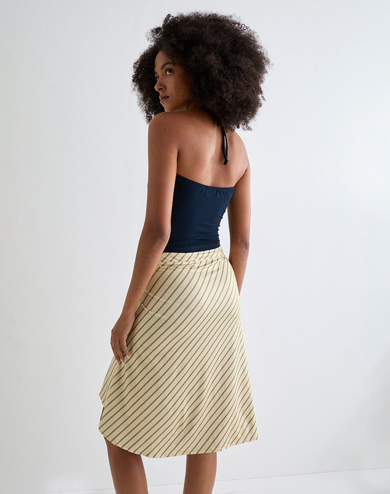Image of Tomoe Halter Neck Top in Rayon Jersey Navy