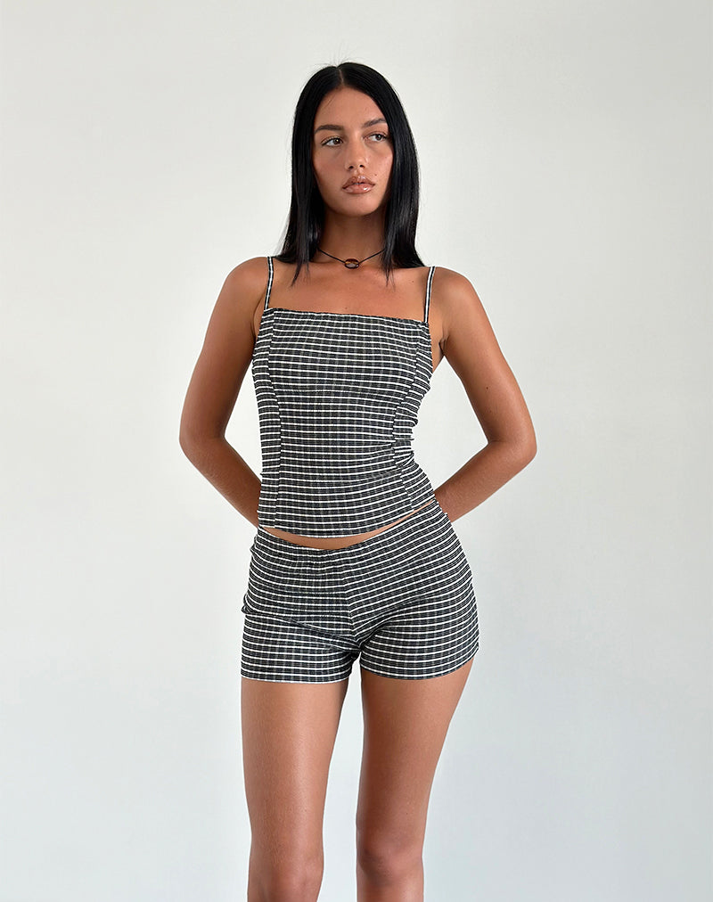 Micro-short Ghibli à carreaux froissés Noir Gris