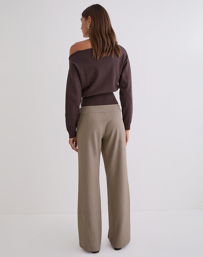 Image of Tova Tie Tailoring Trouser in Khaki Beige