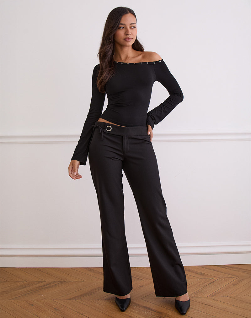 Pantalon de tailleur à cravate Tova, noir