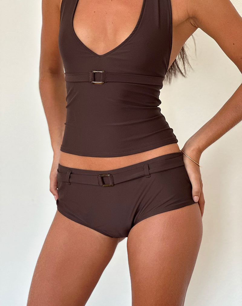 Image de Avi Short de bain en marron avec ceinture