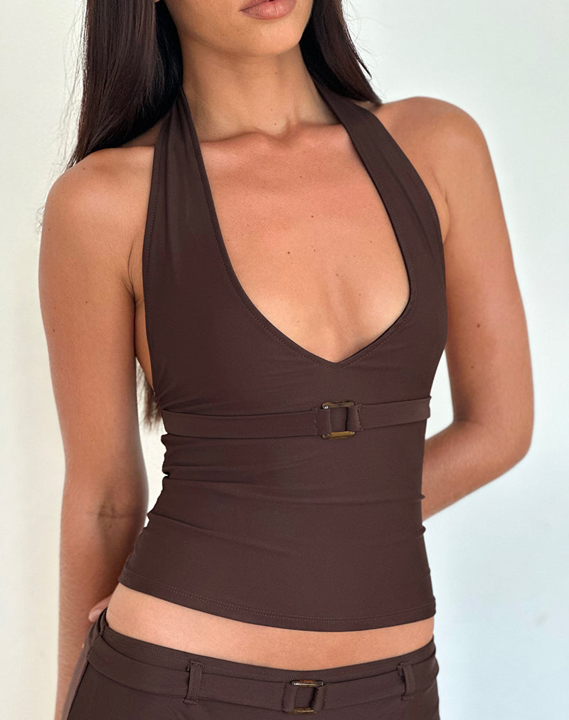 Débardeur de natation Towi en marron avec bordure