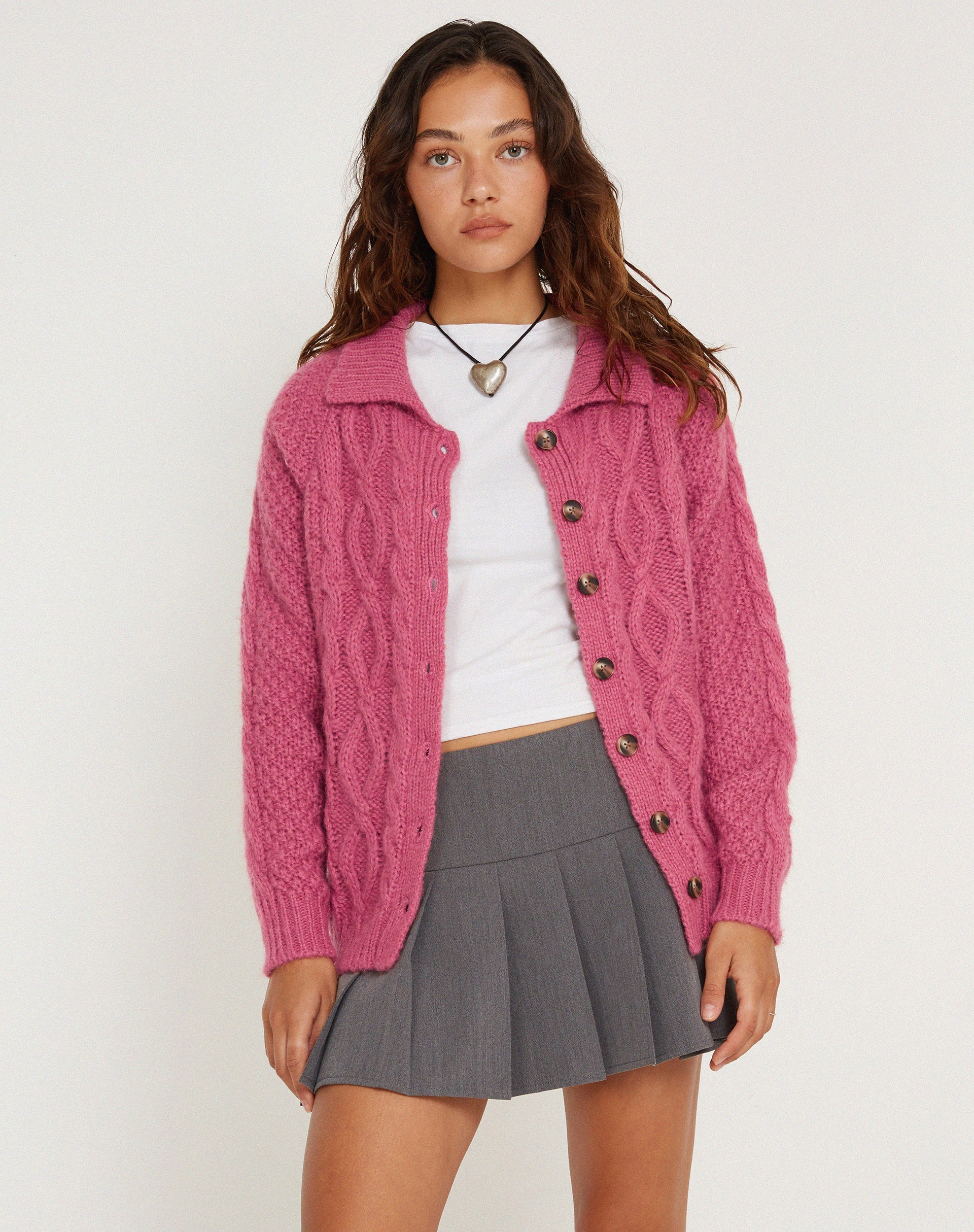 image de Triny Cardi en Cable Knit Pink
