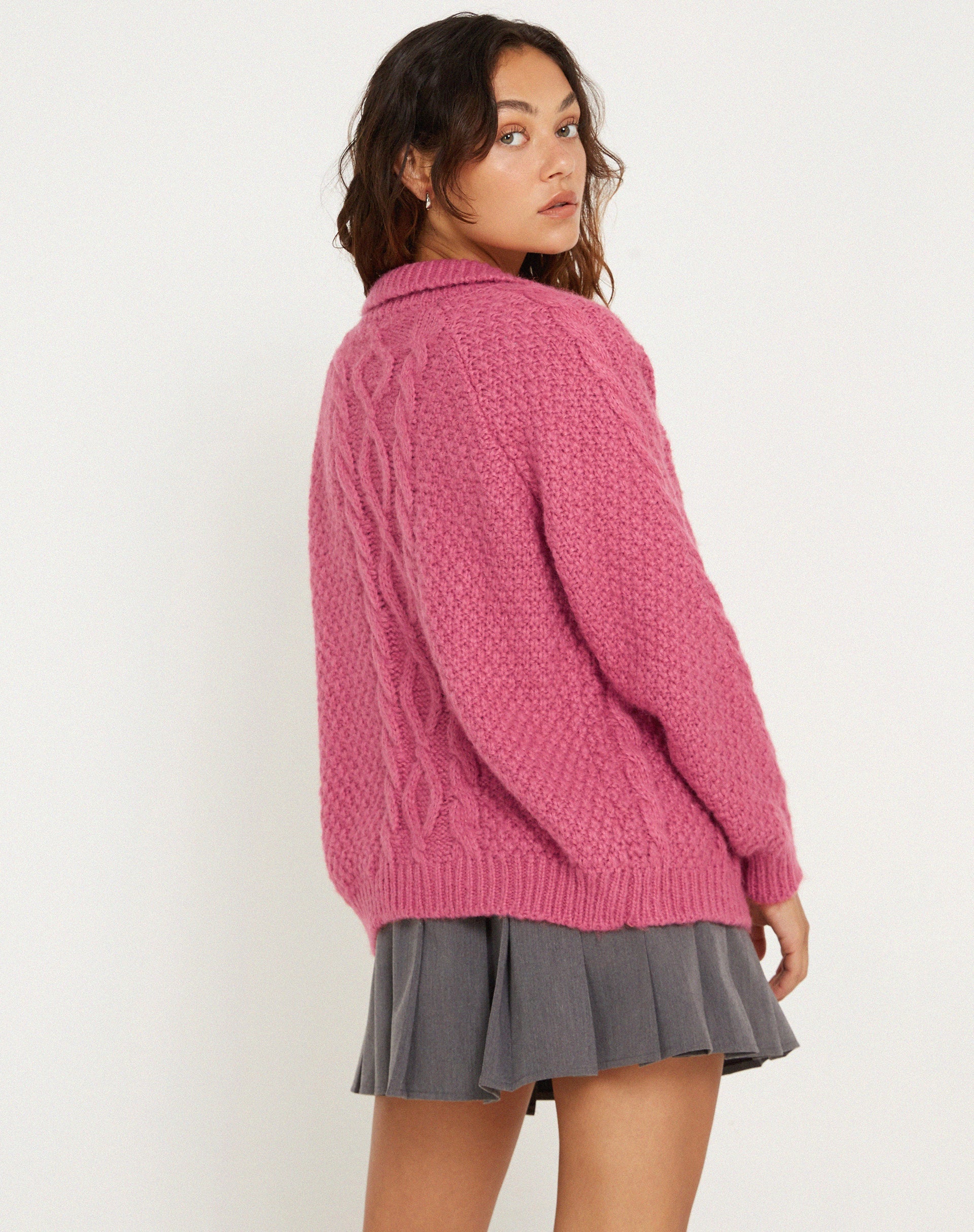 image de Triny Cardi en Cable Knit Pink