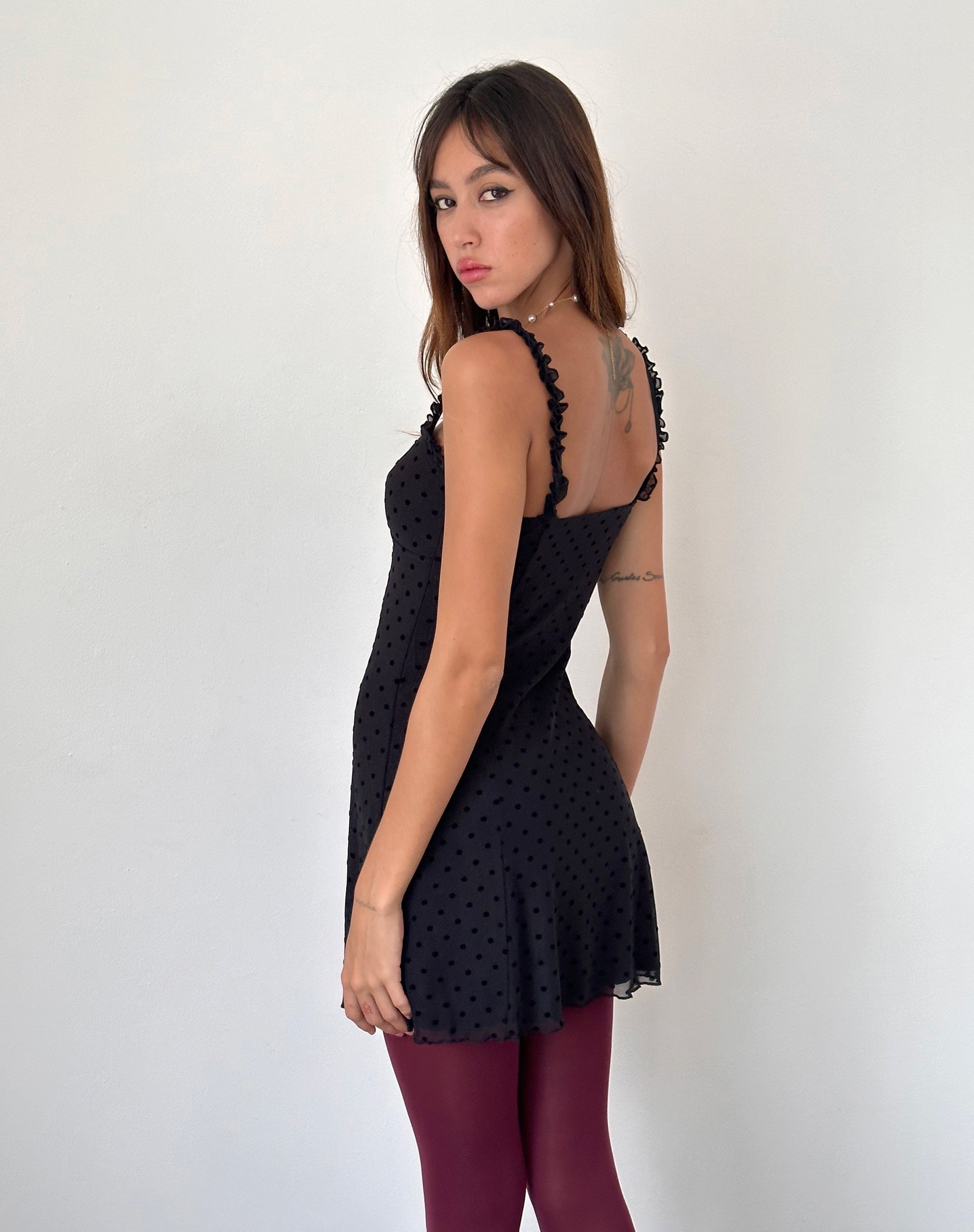 Image de Trisha Mini Robe en Polka Black Flock