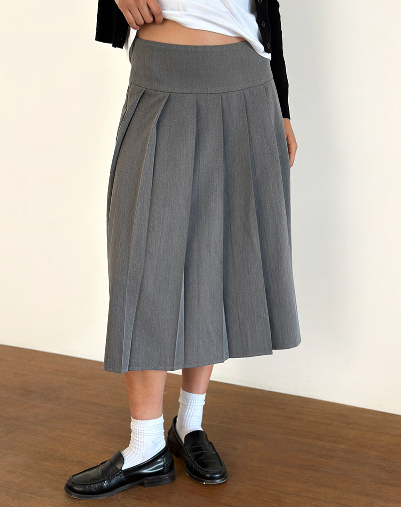 Jupe midi plissée Trisma, gris anthracite