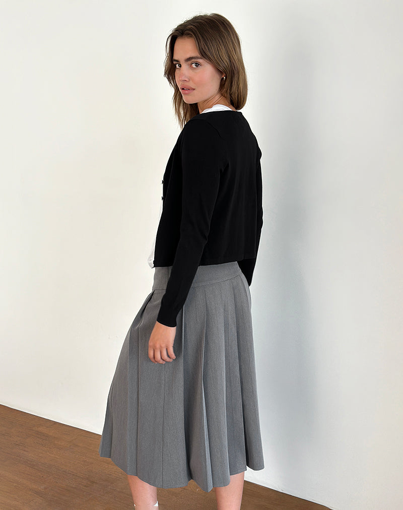 Jupe midi plissée Trisma, gris anthracite