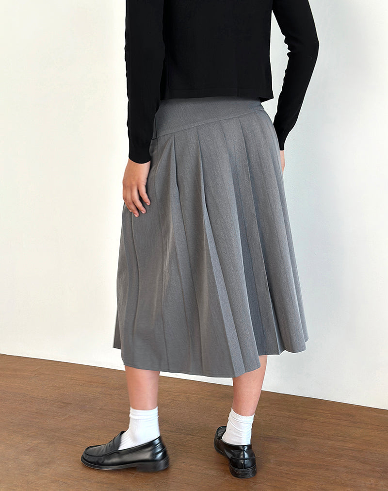 Image de la jupe midi plissée Trisma, gris anthracite