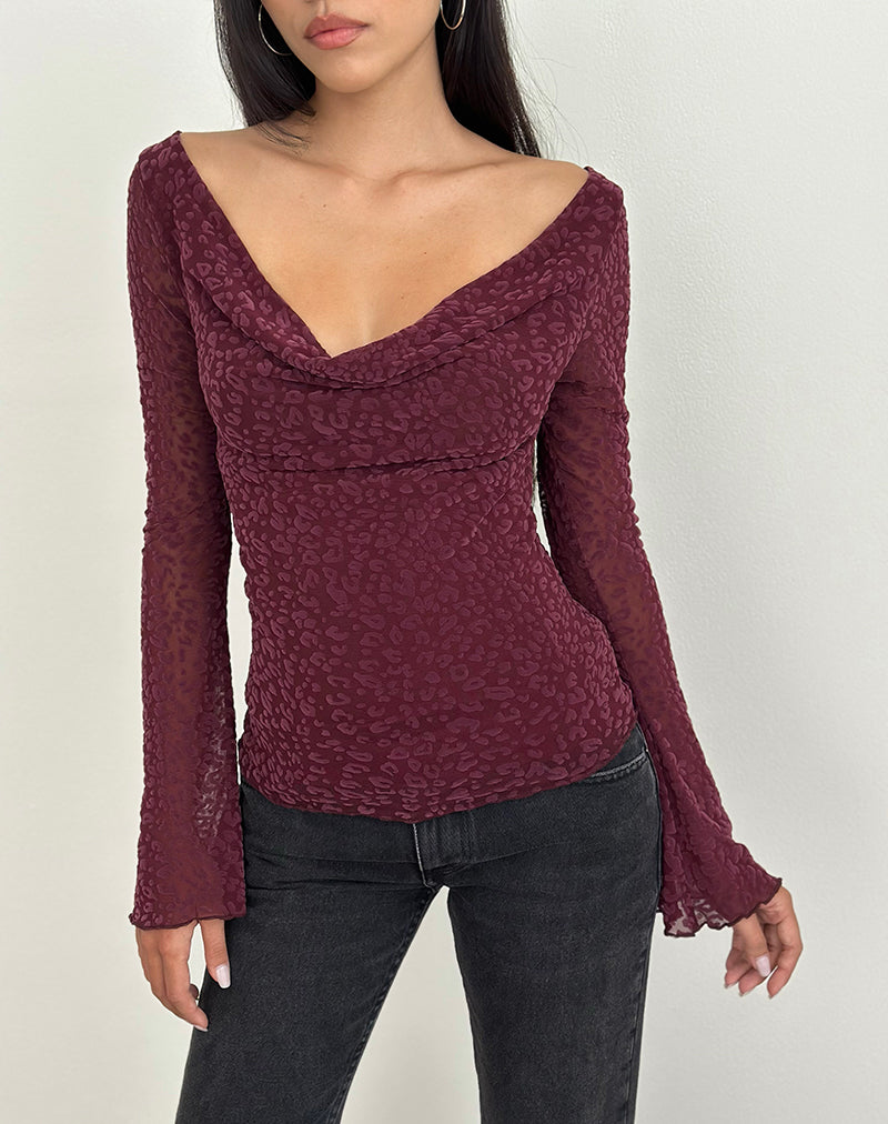 Image de Trivedi Long Sleeve Top in Flock Mini Leopard Plum