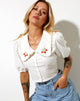 Image de Tucci Top in White Strawberry Embro
