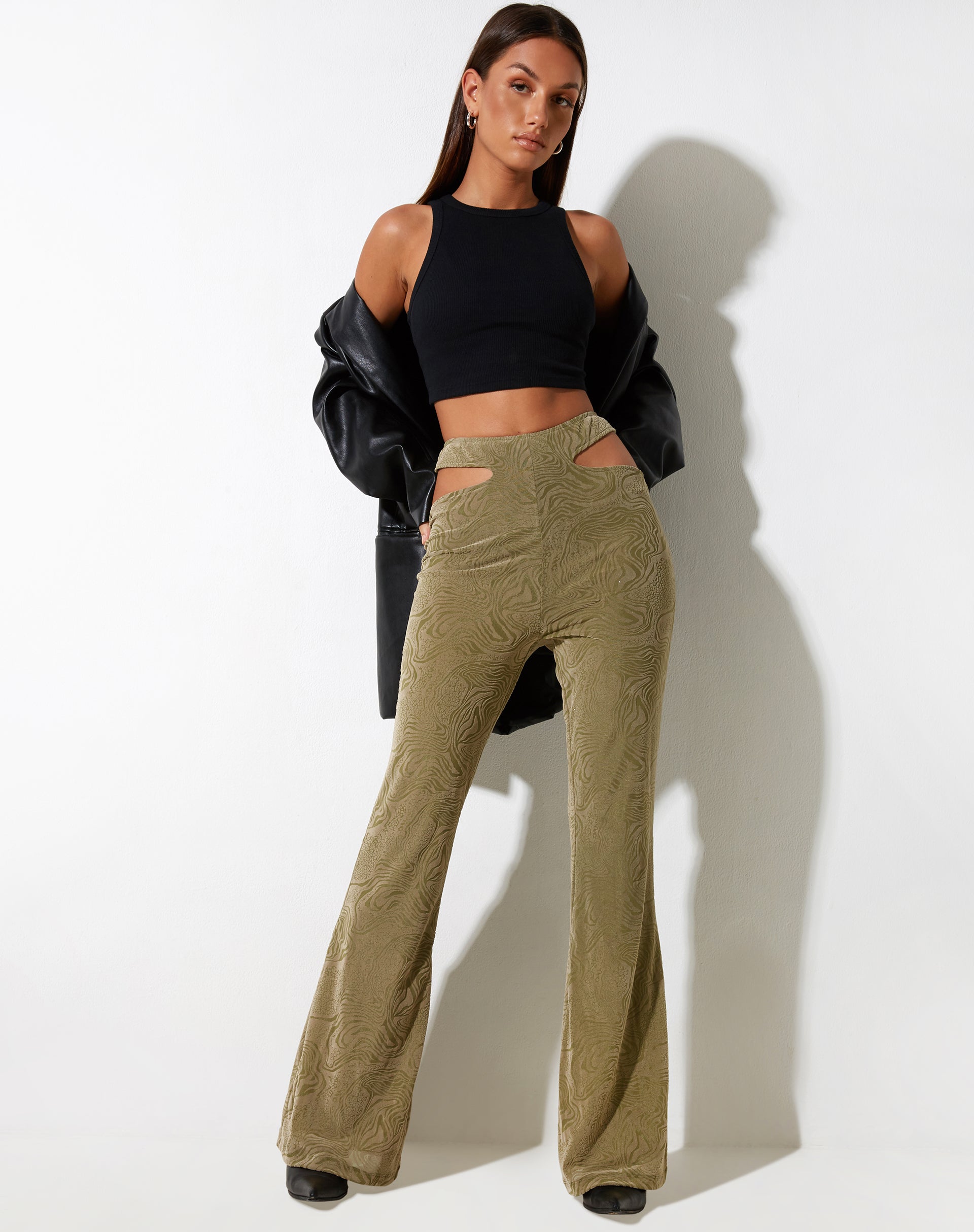 IMAGE DU pantalon flare en Mixed Animal Flock Olive