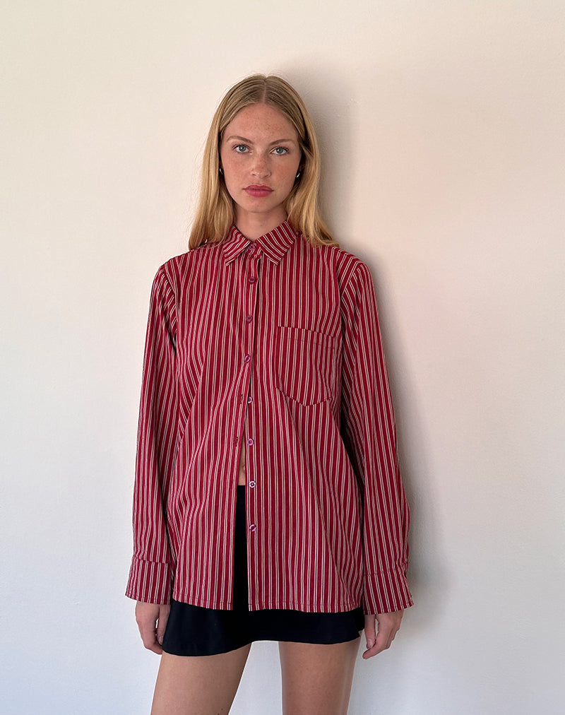 Image de la chemise oversize Turner à rayures marron