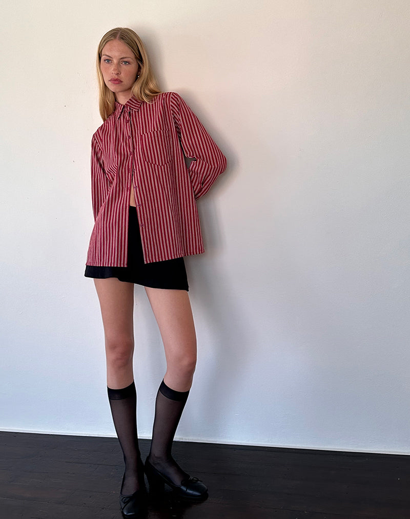 Image de la chemise oversize Turner à rayures marron
