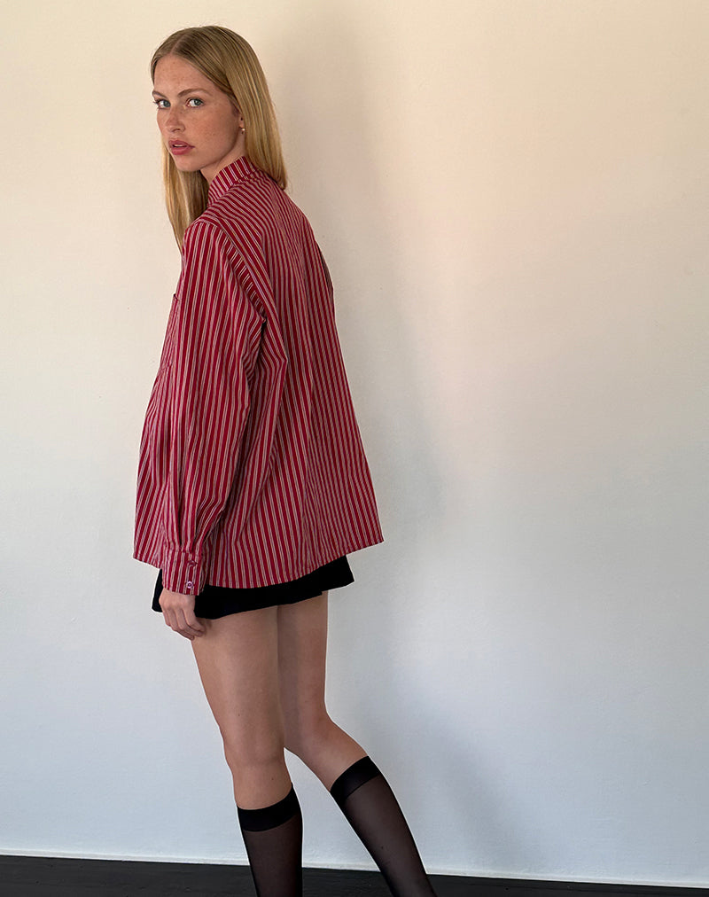 Image de la chemise oversize Turner à rayures marron