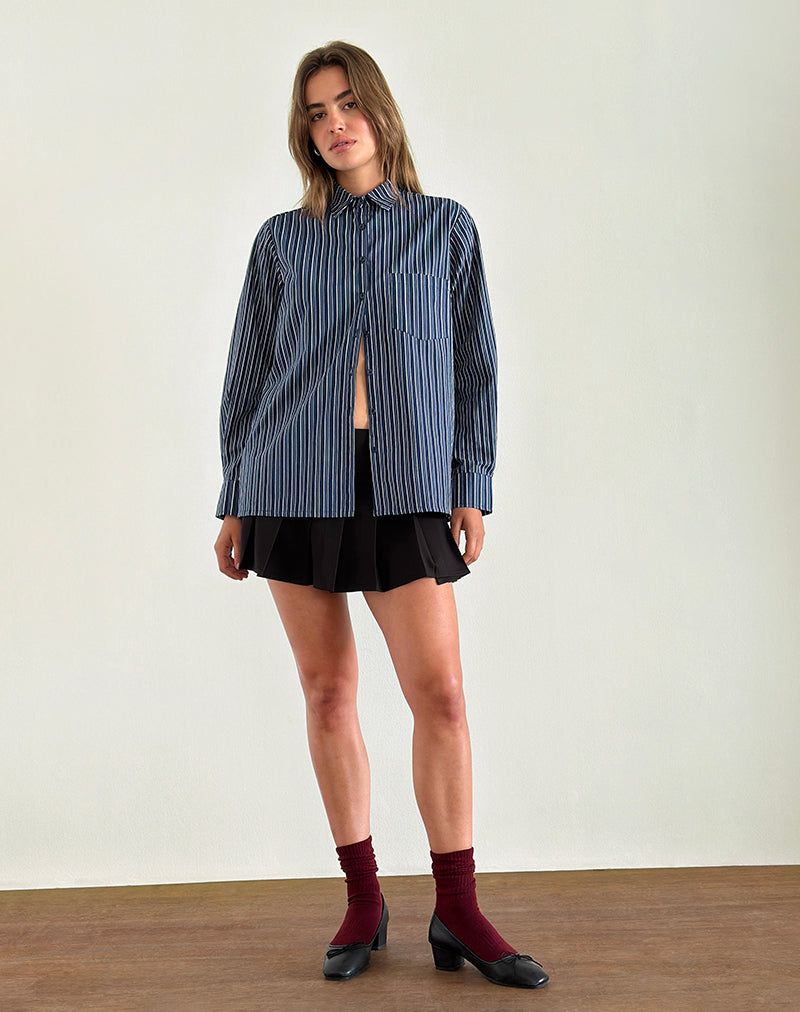 Image de la chemise Turner à rayures indigo bleu foncé