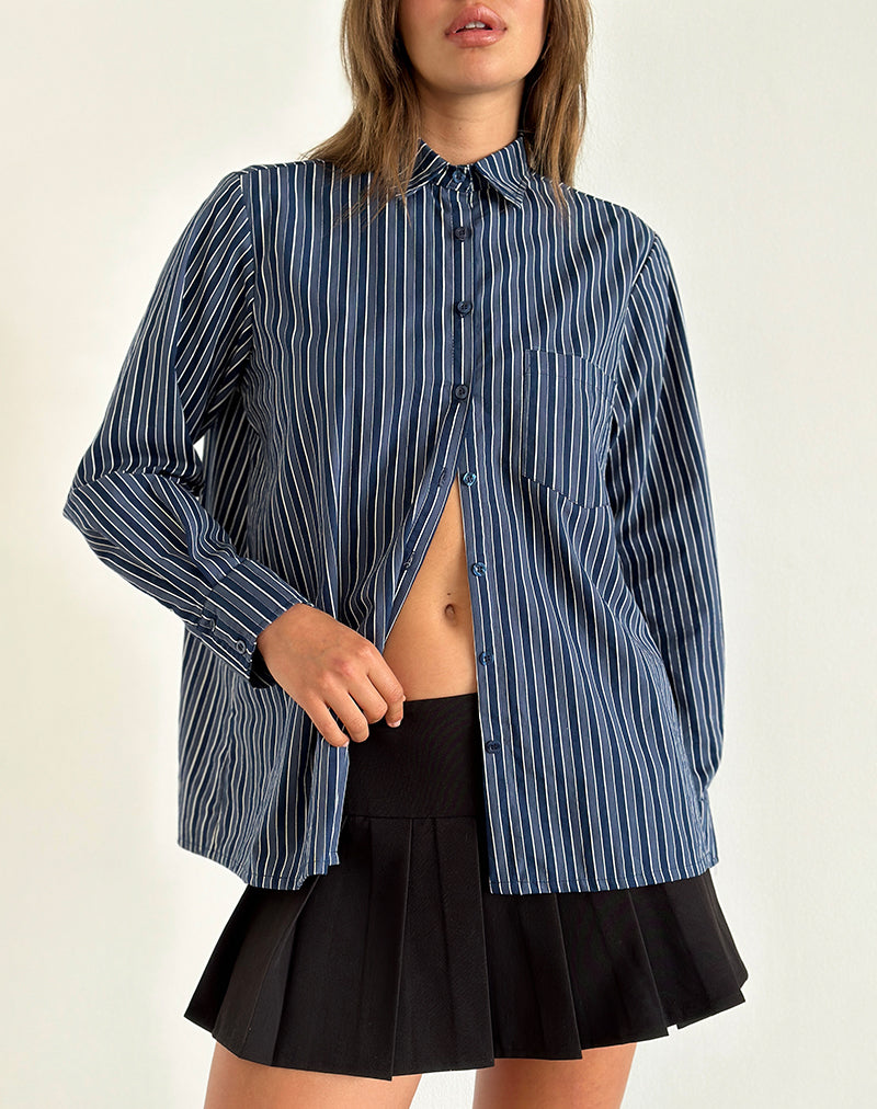 Chemise Turner, bleu foncé, rayures indigo