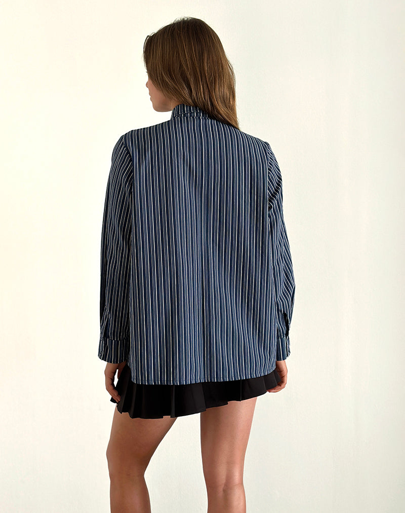 Image de la chemise Turner à rayures indigo bleu foncé