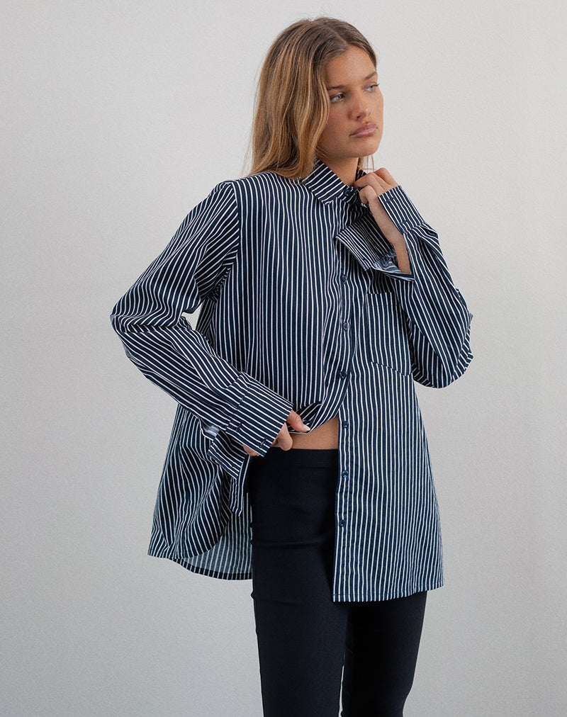 Image de la chemise Turner à rayures mono marine