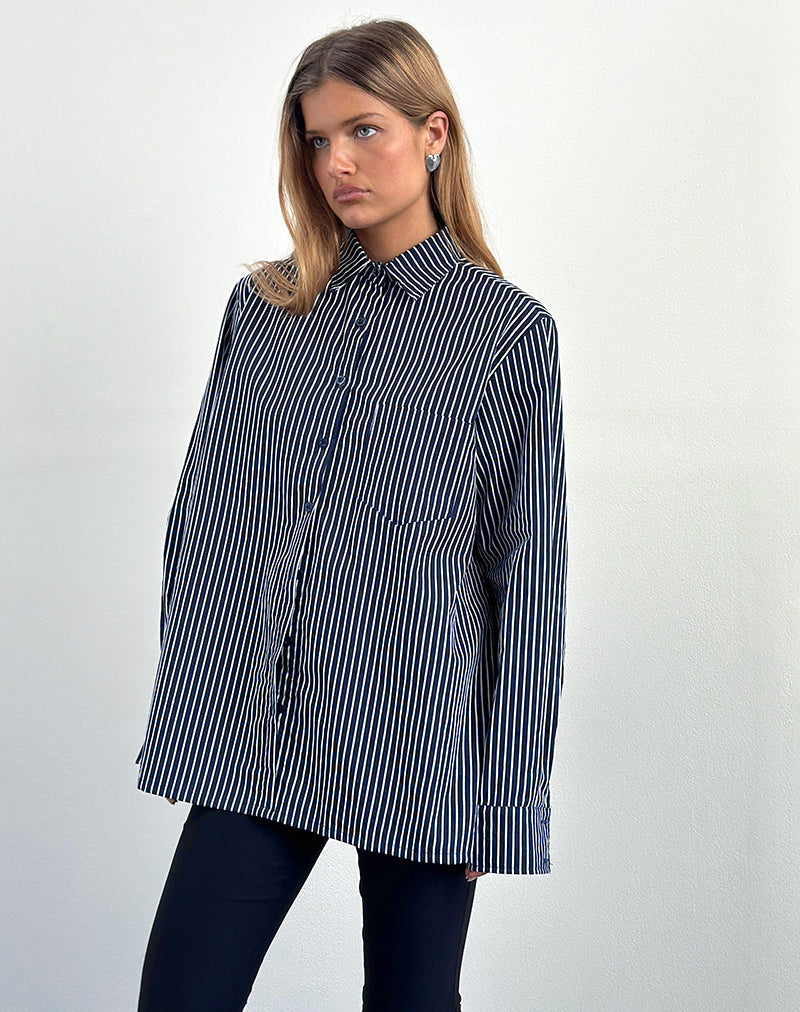 Image de la chemise Turner à rayures mono marine