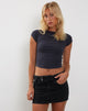 Image de Tasley Ribbed Folded Sleeve Tee in Ocean Storm