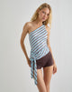 Image of Uberta Asymmetric Tie Top in Diagonal Stripe Light Blue