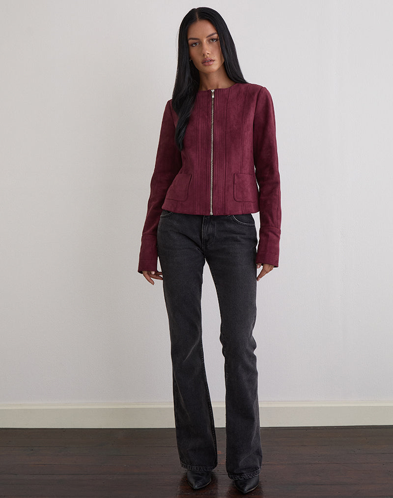 Veste Ukiyo en faux daim Bourgogne