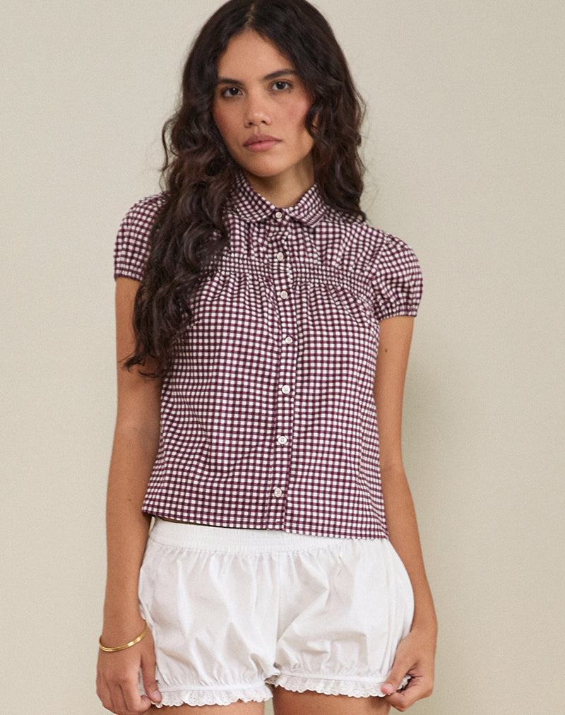 Ulsan - Chemise cintrée, vichy miniature, vin