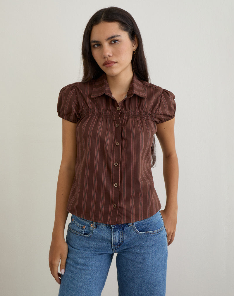 Image de Ulsan Shirt in Poplin Stripe Brown