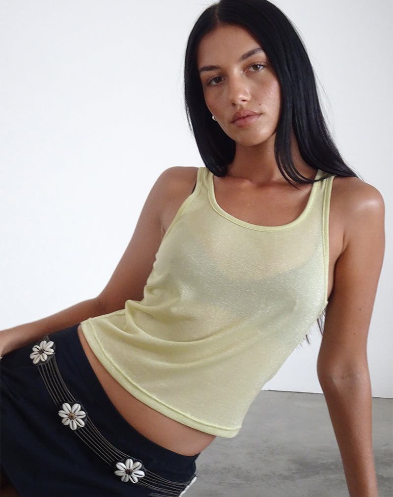 Top de gilet Umika, jaune chatoyant