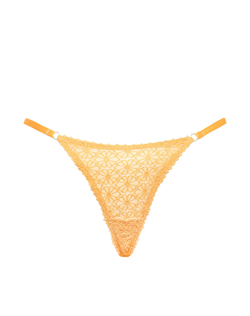 Image de Uras Thong en dentelle fleurie tonale orange avec bordure