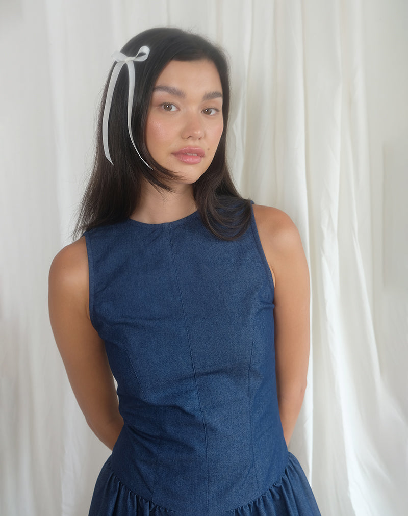 Image de Robe longue Uretta en Denim Indigo