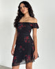 Image de Ursula Bardot Mini Dress in Black Vintage Rose