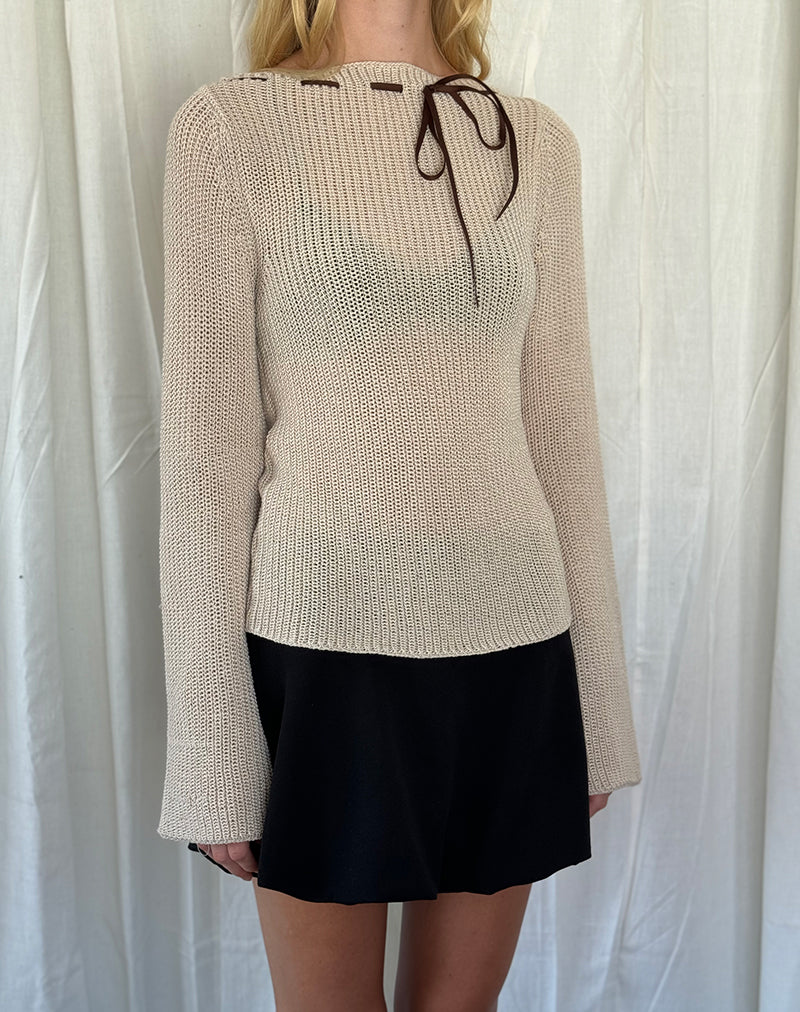 Pull en maille Valorie, avoine