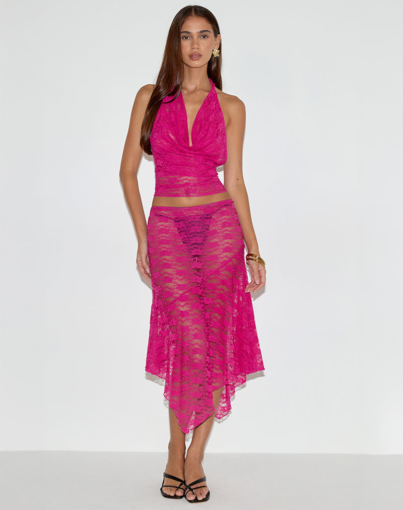 Top Varys en dentelle Orchid Rose Chaud