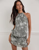 Image de la mini robe Veloria en floral flou Gris