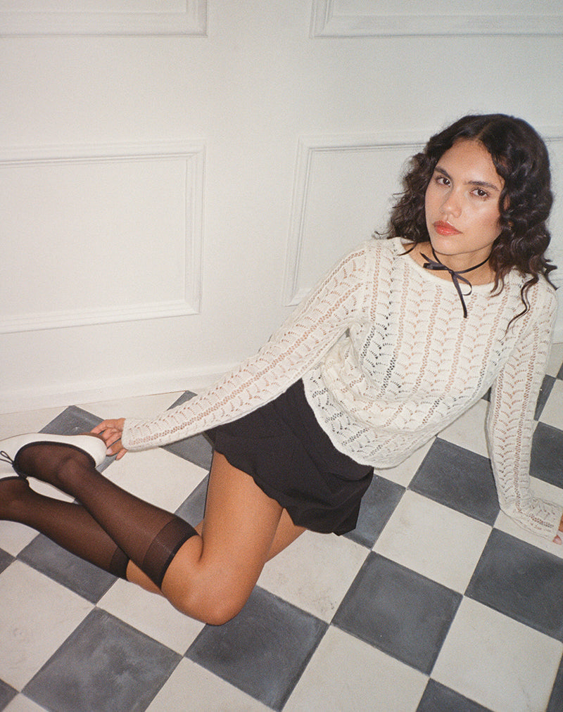 Image de Venia Top à manches longues en tricot, crème bouleau