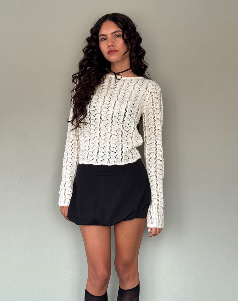 Image de Venia Top à manches longues en tricot, crème bouleau
