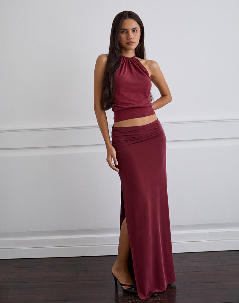Image de Venya Maxi Skirt in Cupro Burgundy