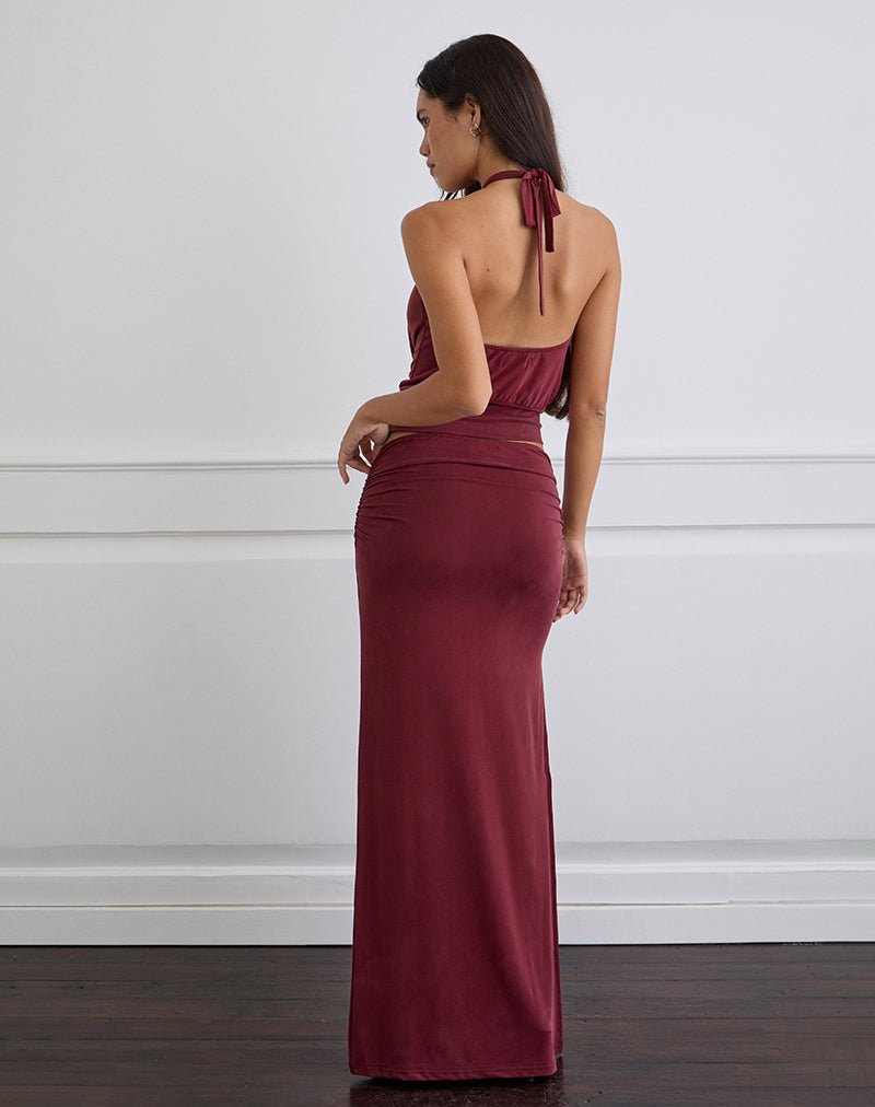 Image de Venya Maxi Skirt in Cupro Burgundy