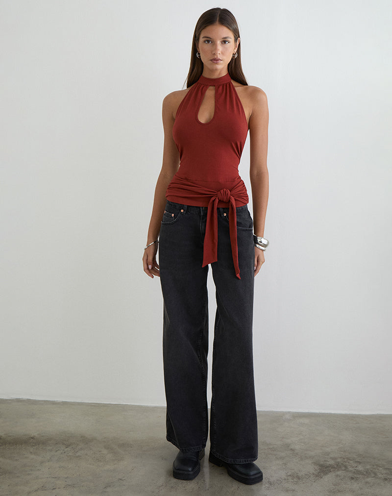 Image du haut Verbina Keyhole en jersey couleur brique cuite