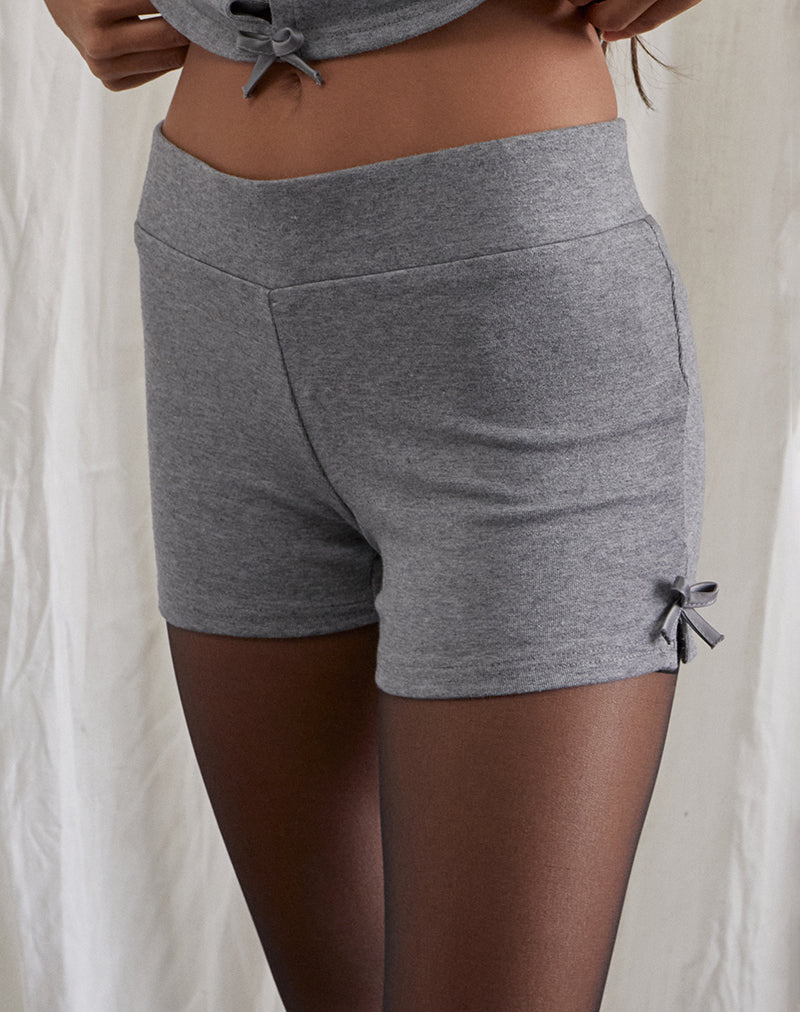 Short Verna Bow Micro en tricot gris clair