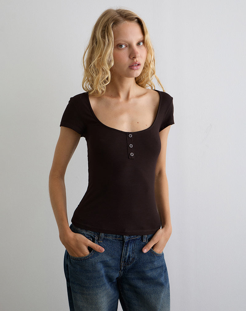 Image de Vibian Short Sleeve Top in Chocolate Brown